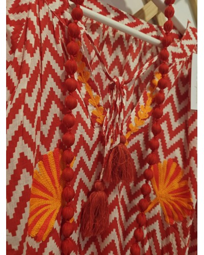 Blusón Zig Zag / Bordados Rojo