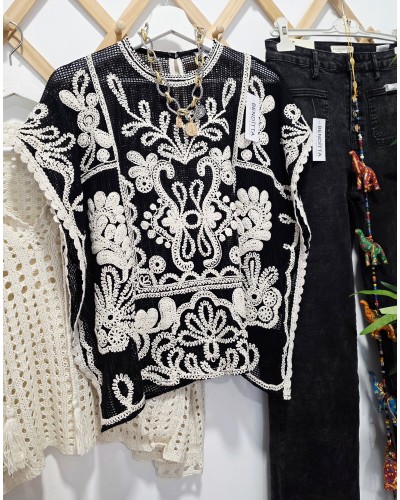 Blusa Crochet Negro