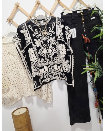 Blusa Crochet Negro