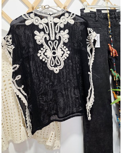 Blusa Crochet Negro