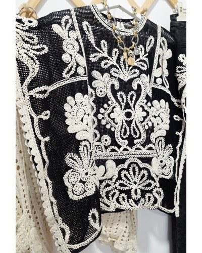 Blusa Crochet Negro