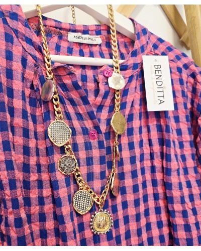 Blusa Vichy Rosa / Azulón