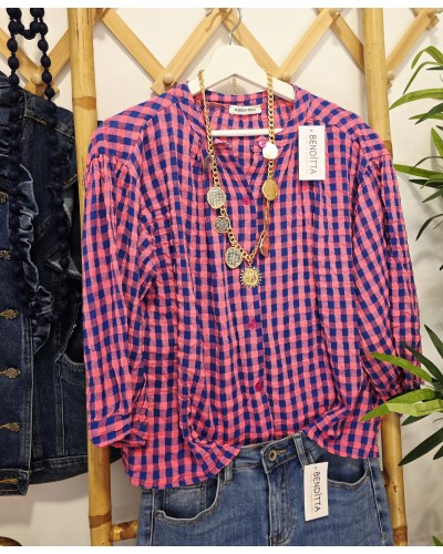 Blusa Vichy Rosa / Azulón