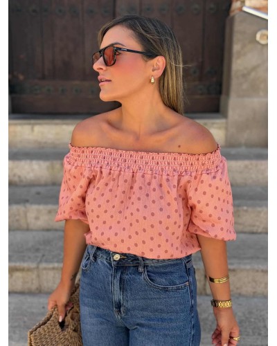 Blusa Lunares / Fruncidos Rosa