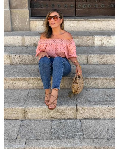 Blusa Lunares / Fruncidos Rosa