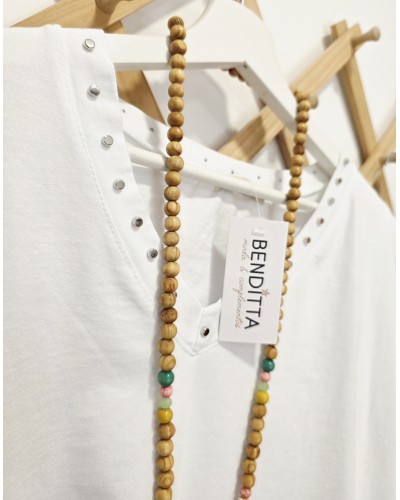 Camiseta Pico / Tachas Blanco