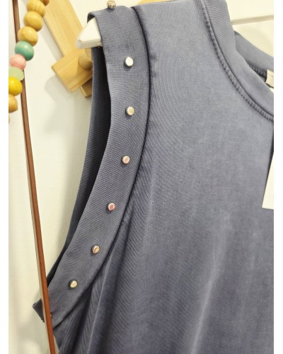 Vestido Pico / Tachas Azul
