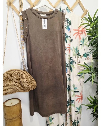Vestido Pico / Tachas Marrón