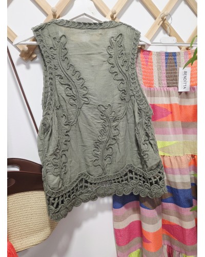 Chaleco Borlas Verde
