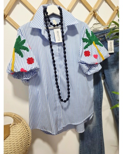 Blusa Mil Rayas / Mangas Bordadas