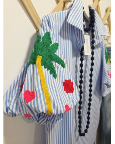 Blusa Mil Rayas / Mangas Bordadas