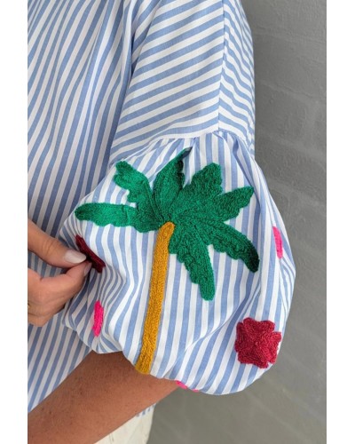 Blusa Mil Rayas / Mangas Bordadas