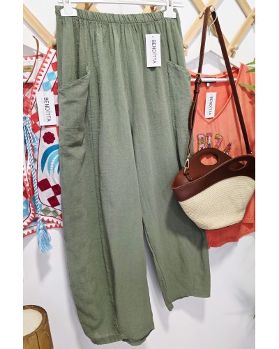 Pantalón Lino / Ancho Verde