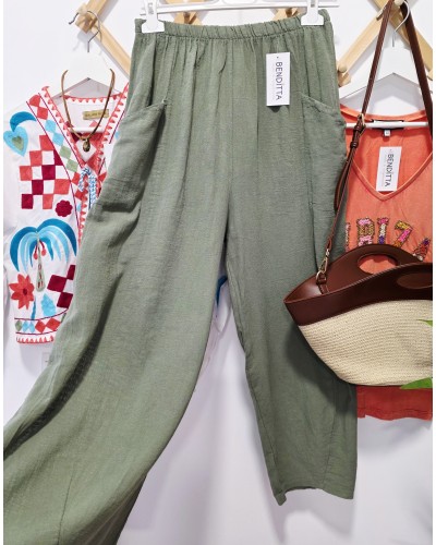 Pantalón Lino / Ancho Verde