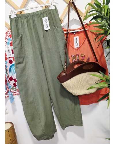 Pantalón Lino / Ancho Verde