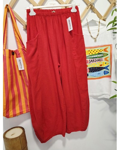 Pantalón Lino / Ancho Rojo