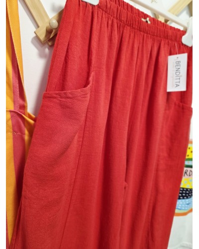 Pantalón Lino / Ancho Rojo