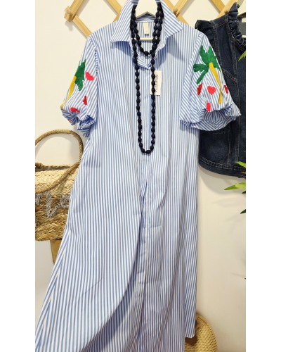 Vestido Camsiero / Mangas Bordadas