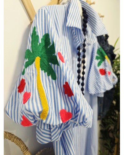 Vestido Camsiero / Mangas Bordadas