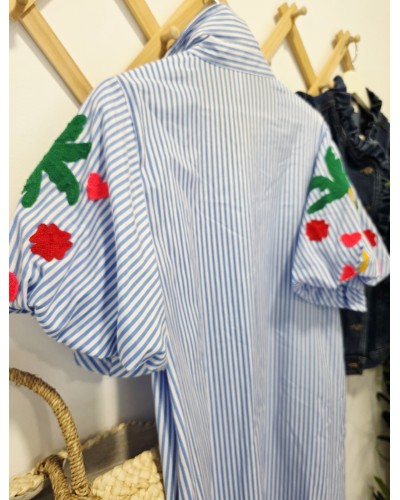Vestido Camsiero / Mangas Bordadas