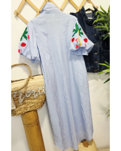 Vestido Camsiero / Mangas Bordadas
